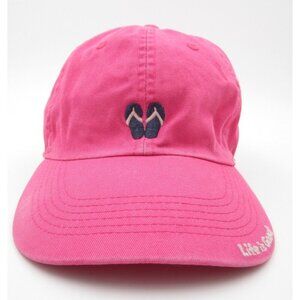 Women Flip Flop Life is Good Pink Embroidered Adjustable Hat (B)